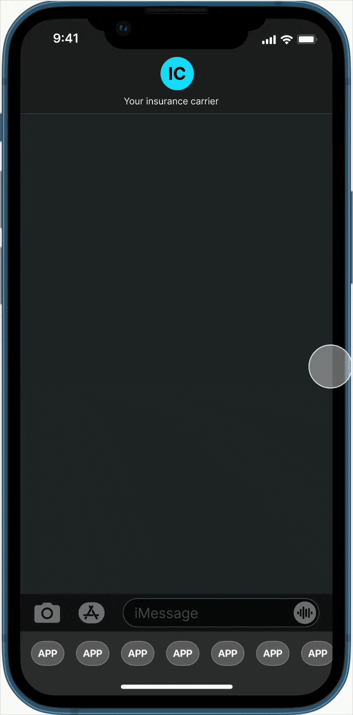 Claimant SMS confirmation screen